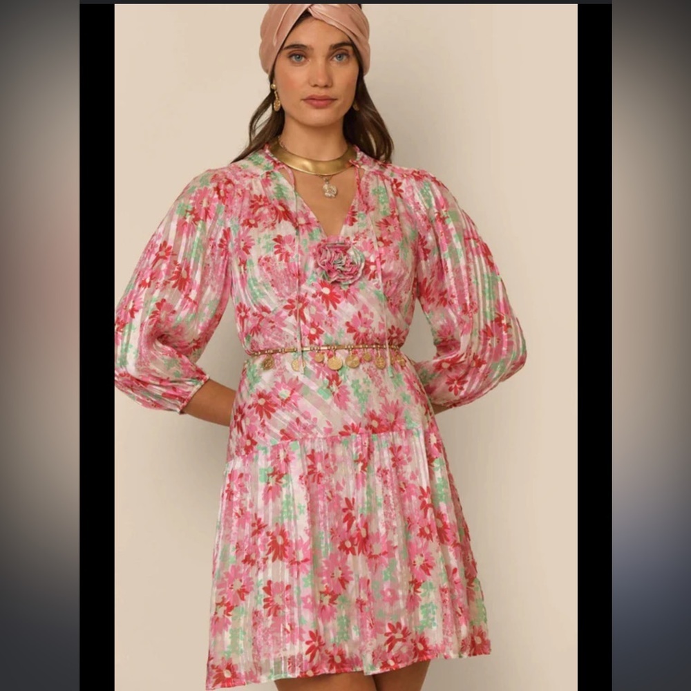 New RIXO
Devi metallic floral-print silk-blend jacquard mini dress Small